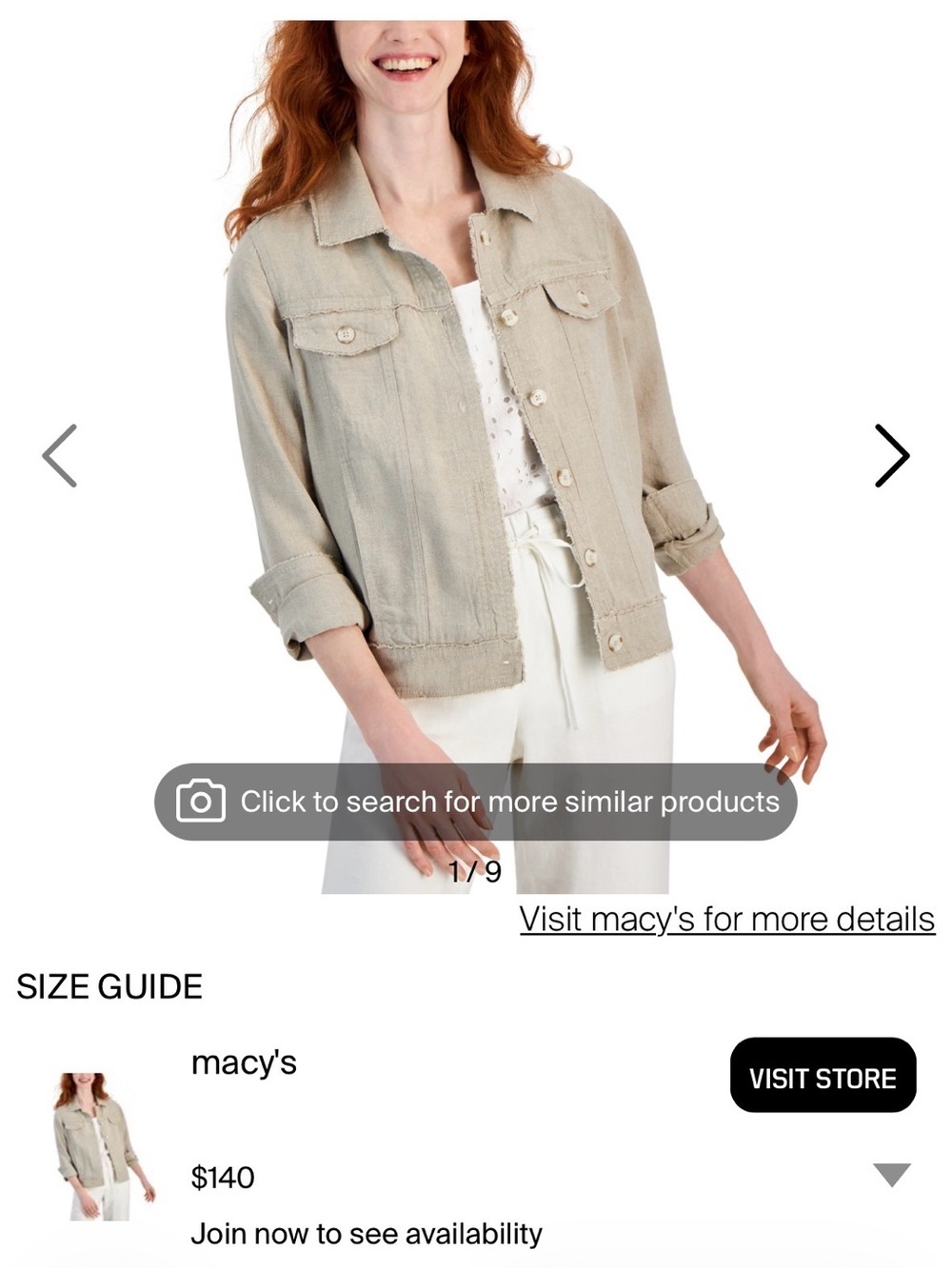 Charter Club Neutral Tan Jean Jacket ptp 19 length 22